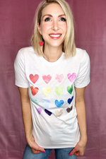 RAINBOW OF HEARTS GRAPHIC TEE - WHITE