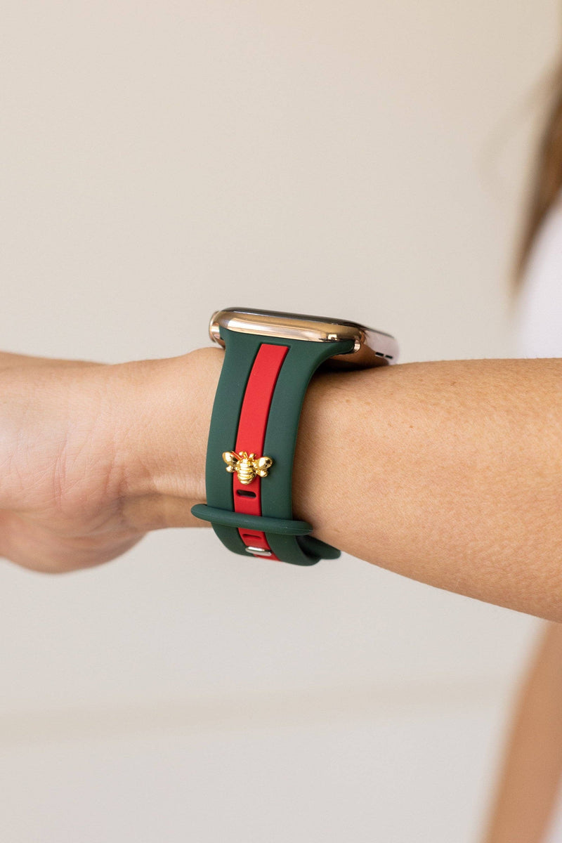 HONEY BEE ME GREEN & RED APPLE WATCH BAND