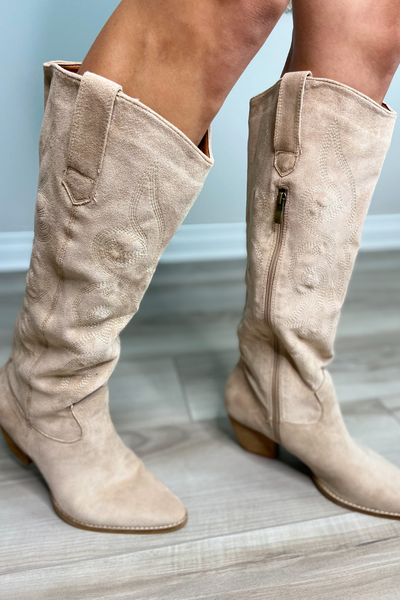 BEATRICE WESTERN BOOTS - TAUPE