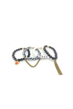 THE BLACK AND WHITE SPOTTED GEMSTONE WITH LOOP CHAIN BRACELET