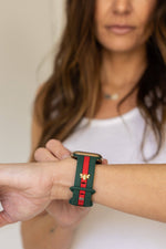 HONEY BEE ME GREEN & RED APPLE WATCH BAND