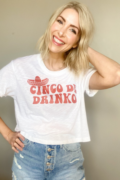 CINCO DE DRINKO  GRAPHIC TEE - WHITE