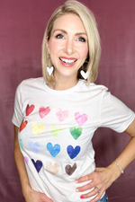 RAINBOW OF HEARTS GRAPHIC TEE - WHITE