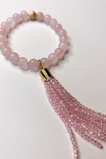 THE PINK QUARTZ WITH PINK BEADED TASSEL BRACELET