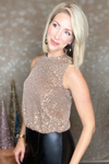 IT'S A PARTY SEQUINS SLEEVELESS TOP - COPPER