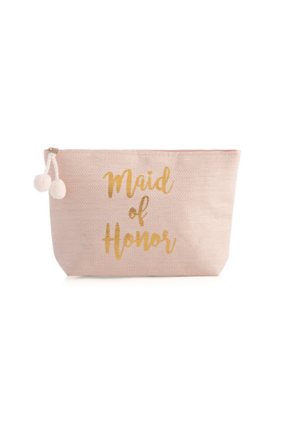 "MAID OF HONOR" ZIP POUCH - BLUSH