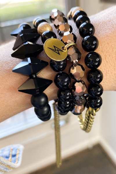 THE BLACK SPIKE + BLACK GEMSTONE BRACELET